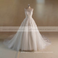 Elegant Scoop Neck Exquisite Lace Applique Beads Wedding Dress Bridal